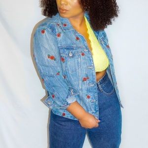 Express Denim w/ Embroidered Flowers